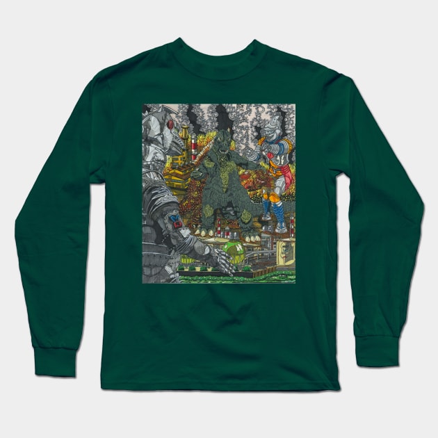 The Terror of Godzilla Long Sleeve T-Shirt by SnowFlake Comix